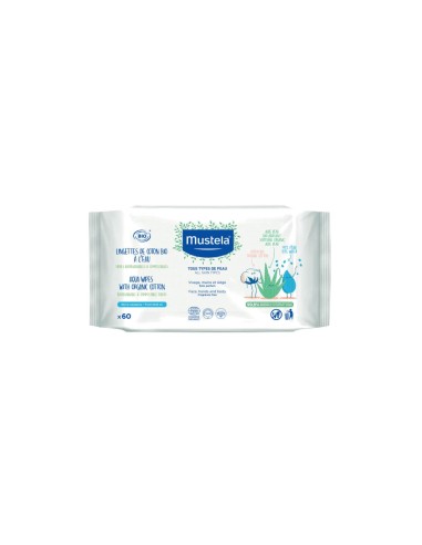 Mustela Bio Cotton Water Wipes 60 Units