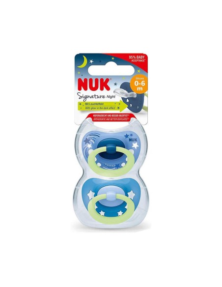 NUK Signature Night Silicone Soother 0-6m x2