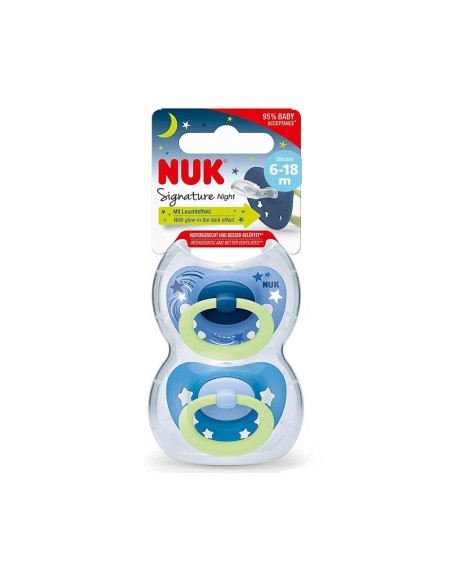NUK Signature Night Silicone Soother 6-18m x2