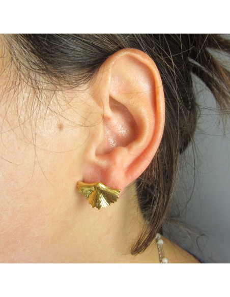 MRIO Inca Leaf Earrings Gold Plated Silver