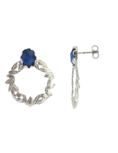 MRIO Classic Earrings Silver Wreath Stone Beige