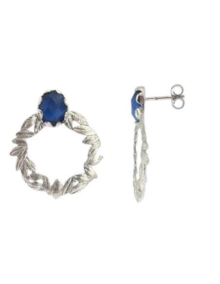 MRIO Classic Earrings Silver Wreath Stone Beige
