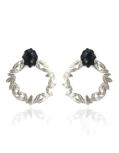 MRIO Classic Earrings Silver Wreath Stone Beige