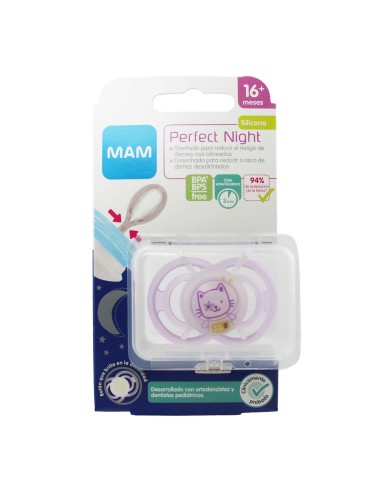 Mam Perfect Night Silicone 16 months Pink 1 Unit