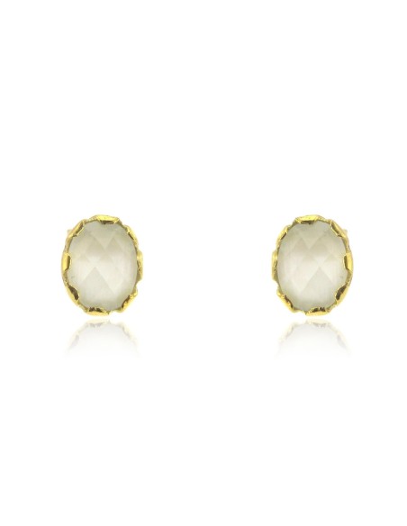 MRIO Classic Earrings Silver Gold White Stone