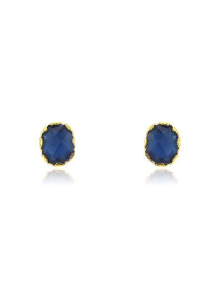 MRIO Classic Earrings Silver Gold Blue Stone