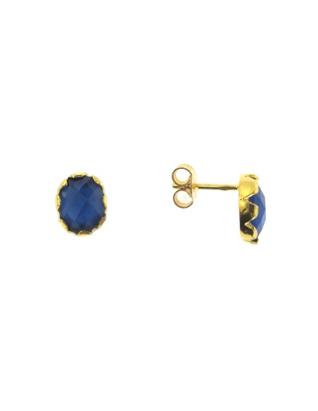 MRIO Classic Earrings Silver Gold Blue Stone