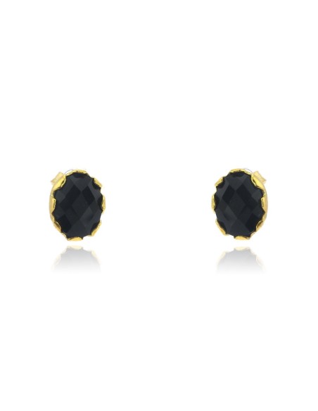 MRIO Classic Earrings Silver Gilt Black Stone