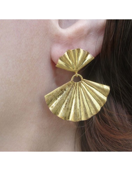 MRio Inca Earrings Silver Fan Large