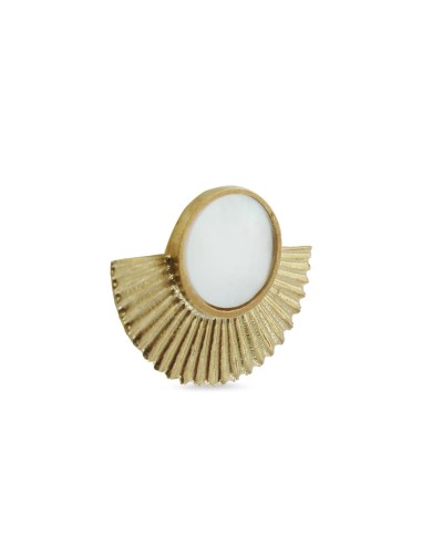 MRIO Inca Wavy Crown and Mother of Pearl Earrings Silver Gilt