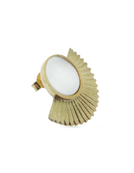 MRIO Inca Wavy Crown and Mother of Pearl Earrings Silver Gilt