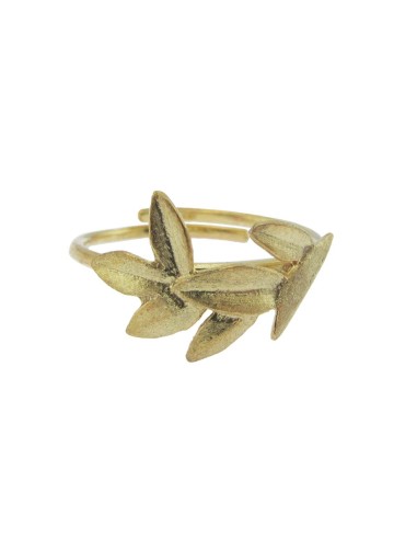 MRIO Classic Adjustable Ring Gold Plated Silver Leaves