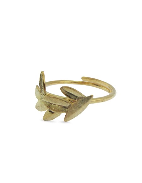 MRIO Classic Adjustable Ring Gold Plated Silver Leaves