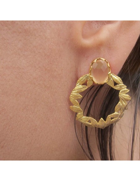 MRIO Classic Earrings Beige Gold Silver Wreath MRIO Classic Earrings Beige Gold Silver Wreath