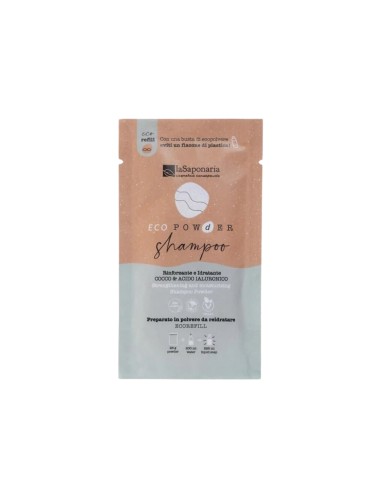 laSaponaria EcoPowder Shampoo Hydrating and Strengthening Coconut and Hyaluronic Acid 25g