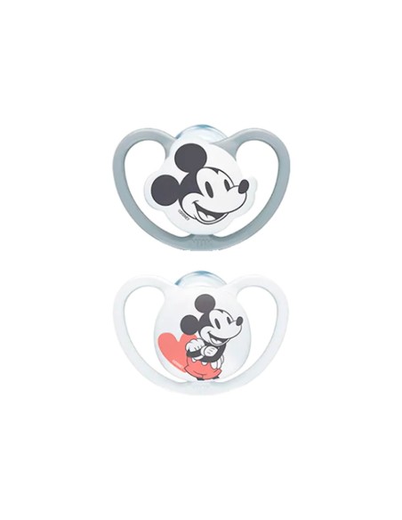 NUK Space Mickey Silicone Soother Boy 0-6M x2