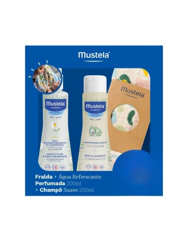 Mustela Mustela Refreshing Perfumed Water Kit 200ml + Mustela Gentle Shampoo 200ml + Cloth Diaper Gift