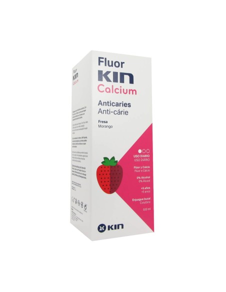 Kin Fluoride Calcium Mouthwash Strawberry Flavour 500ml