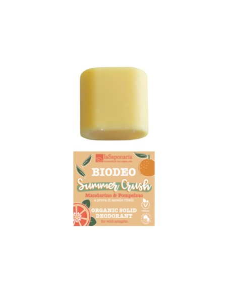 laSaponaria Biodeo Organic Solid Deodorant Summer Crush Tangerine and Grapefruit 40g