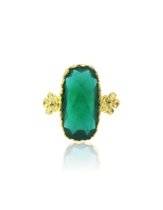 MRio Classic Adjustable Ring Silver Gold Green Stone