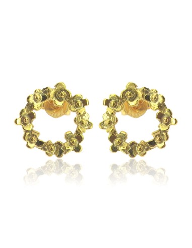 MRIO Classic Flower Crown Earrings Gold Plated Silver