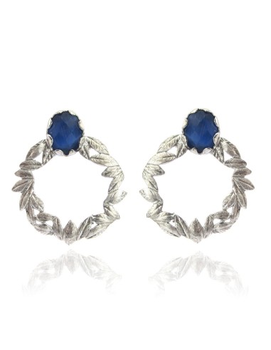 MRIO Classic Earrings Silver Wreath Stone Beige