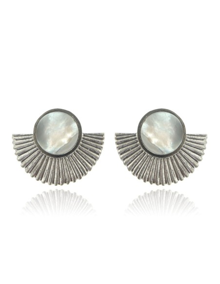 MRIO Inca Wavy Crown and Mother of Pearl Silver Earrings