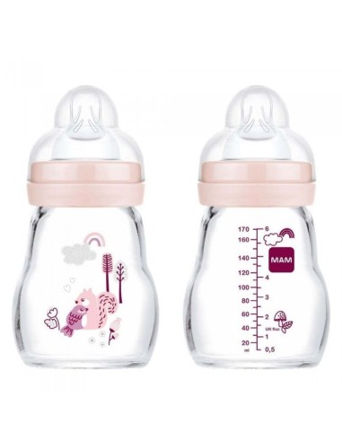 Mam Feel Good Glass Bottle Pink 2m 260ml