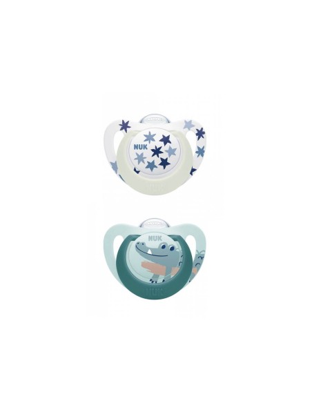NUK Star Day and Night Silicone Soother 6-18M x2