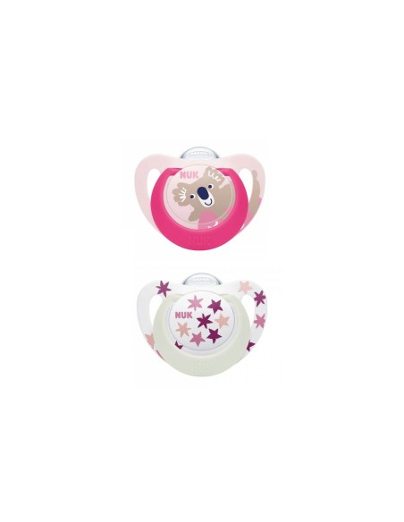 NUK Star Day and Night Silicone Soother 6-18M x2