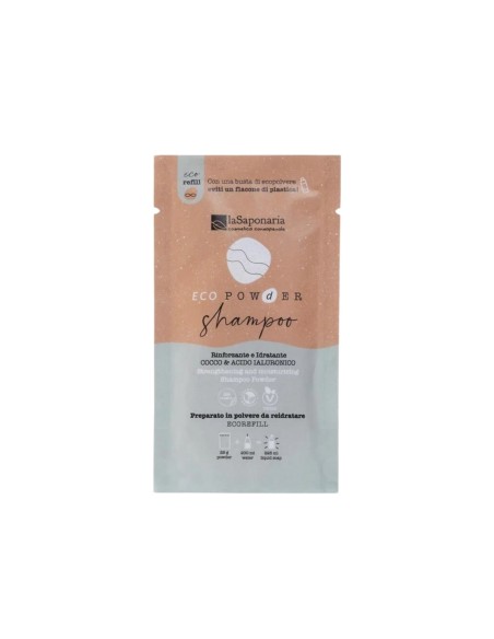 laSaponaria EcoPowder Shampoo Hydrating and Strengthening Coconut and Hyaluronic Acid 25g
