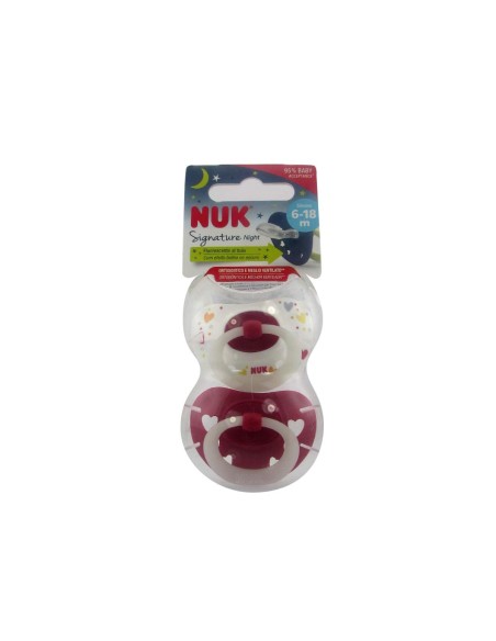 NUK Signature Night Silicone Soother 6-18m x2