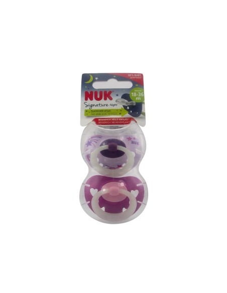 NUK Signature Night Silicone Soother 18-36m x2