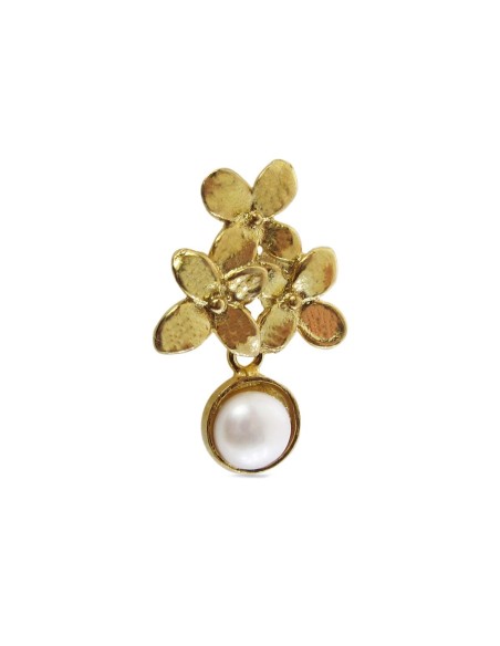 MRIO Inca Pearl Silver Wavy Leaf Earrings