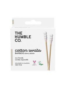 The Humble Co. Bamboo and Organic Cotton Swabs White Spiral Tip 100 Units
