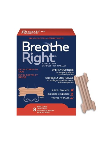 Breathe Right Extra Strong Beige Nasal Strips x8