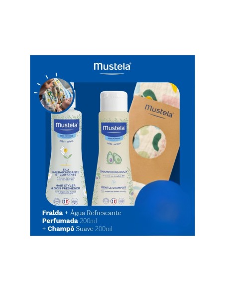 Mustela Mustela Refreshing Perfumed Water Kit 200ml + Mustela Gentle Shampoo 200ml + Cloth Diaper Gift